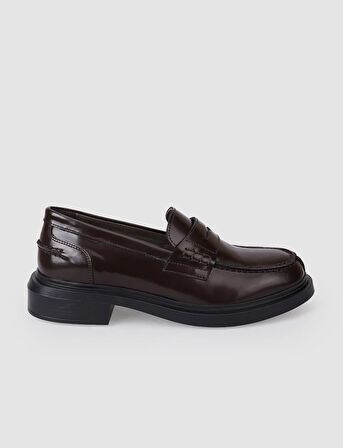 %100 Hakiki Deri Kahverengi Açma Kadın Loafer