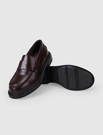 %100 Hakiki Deri Kahverengi Açma Kadın Loafer