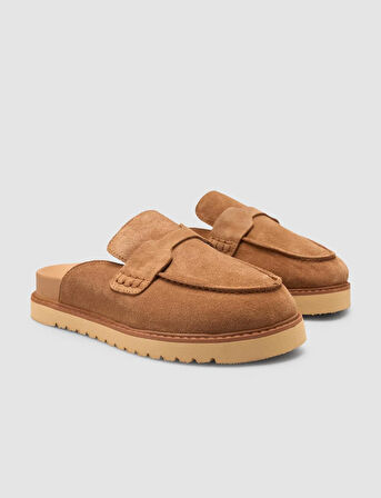 %100 Hakiki Deri Taba Süet Kadın Terlik