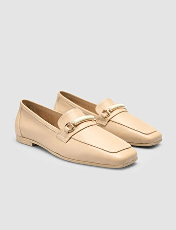 %100 Hakiki Deri Vizon Kadın Loafer