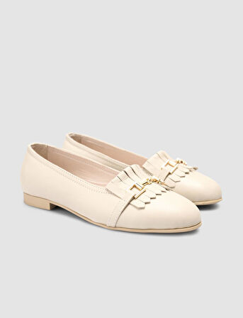 Cabani %100 Hakiki Deri Bej Kadın Babet