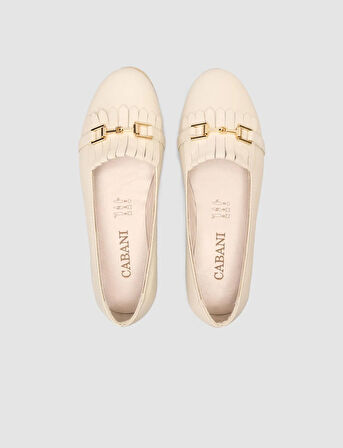 Cabani %100 Hakiki Deri Bej Kadın Babet