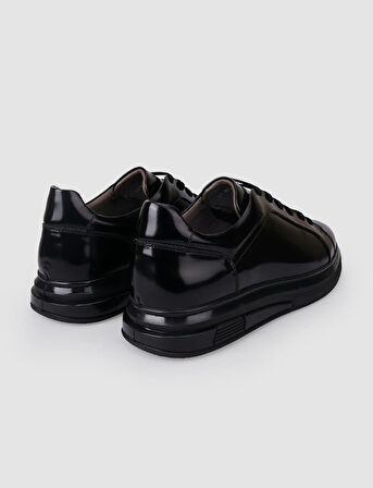 %100 Hakiki Deri Siyah Açma Bağcıklı Erkek Spor Ayakkabı