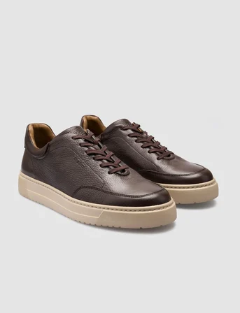 %100 Hakiki Deri Kahverengi Bağcıklı Erkek Sneaker