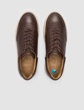 %100 Hakiki Deri Kahverengi Bağcıklı Erkek Sneaker