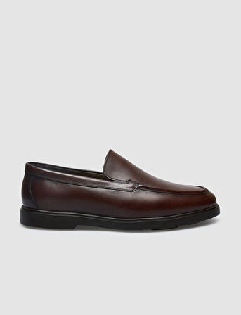 %100 Hakiki Deri Kahverengi Erkek Loafer