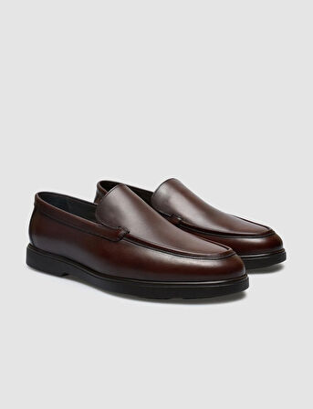 %100 Hakiki Deri Kahverengi Erkek Loafer
