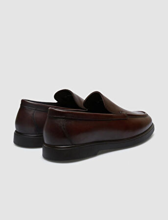%100 Hakiki Deri Kahverengi Erkek Loafer