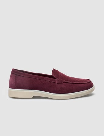 Lagaria MonaMae %100 Hakiki Deri Bordo Süet Kadın Loafer