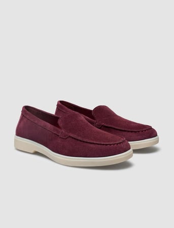Lagaria MonaMae %100 Hakiki Deri Bordo Süet Kadın Loafer