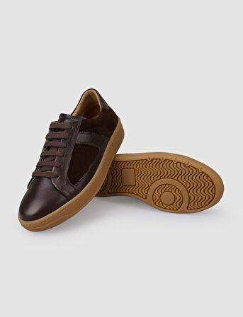 %100 Hakiki Süet Deri Kahverengi Kadın Spor Ayakkabı