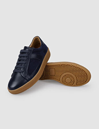 %100 Hakiki Süet Deri Lacivert Kadın Spor Ayakkabı