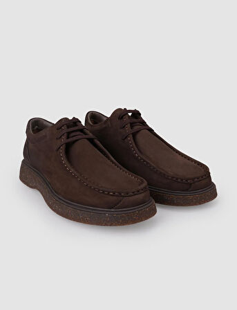 %100 Hakiki Nubuk Deri Kahverengi Erkek Günlük Ayakkabı