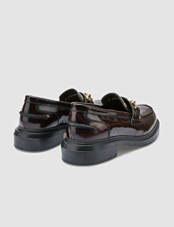 %100 Hakiki Deri Bordo Açma Kadın Günlük Ayakkabı