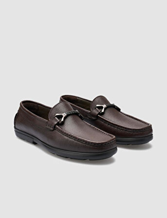 %100 Hakiki Deri Kahverengi Toka Detaylı Erkek Loafer