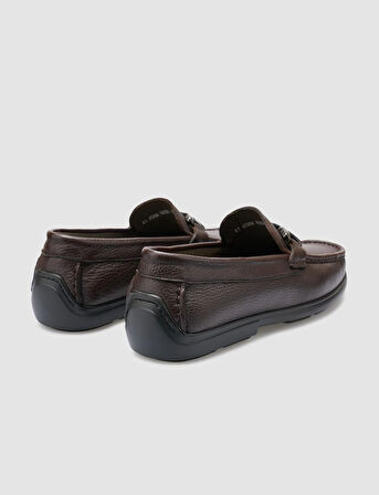 %100 Hakiki Deri Kahverengi Toka Detaylı Erkek Loafer