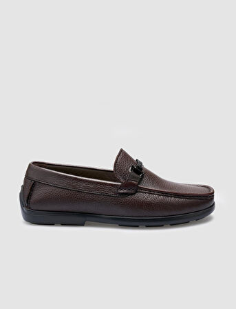 %100 Hakiki Deri Kahverengi Toka Detaylı Erkek Loafer