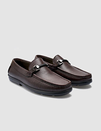 %100 Hakiki Deri Kahverengi Toka Detaylı Erkek Loafer