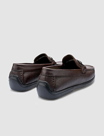 %100 Hakiki Deri Kahverengi Toka Detaylı Erkek Loafer