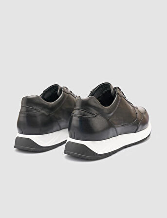 %100 Hakiki Deri Siyah Erkek Spor  Ayakkabı