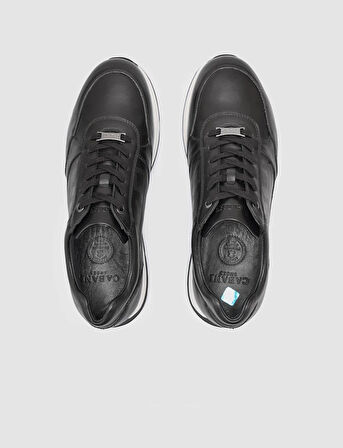 %100 Hakiki Deri Siyah Erkek Spor  Ayakkabı