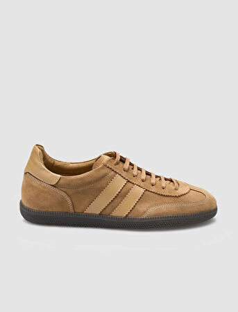 %100 Hakiki Deri Taba Süet Bağcıklı Kadın Sneaker