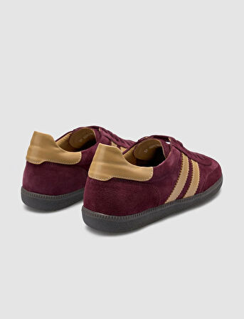 %100 Hakiki Deri Bordo Süet Kadın Sneaker