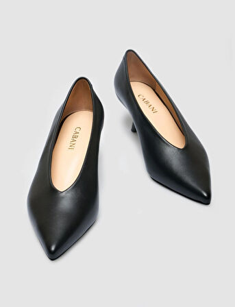 Cabani %100 Hakiki Deri Siyah Kadın Topuklu Ayakkabı