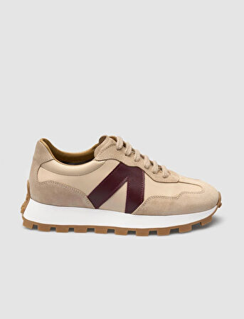 %100 Hakiki Deri Bej Kadın Sneaker