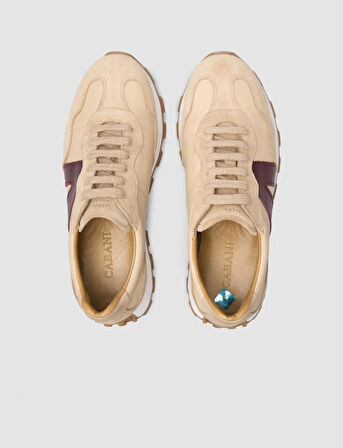 %100 Hakiki Deri Bej Kadın Sneaker