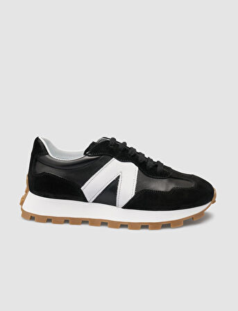 %100 Hakiki Deri Siyah Kadın Sneaker