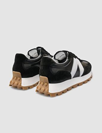%100 Hakiki Deri Siyah Kadın Sneaker