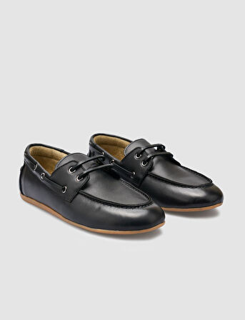 %100 Hakiki Deri Siyah Kadın Loafer