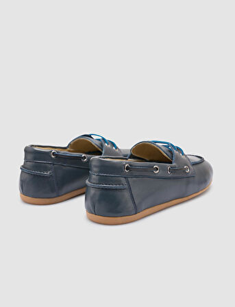 %100 Hakiki Deri Lacivert Kadın Loafer