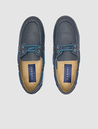 %100 Hakiki Deri Lacivert Kadın Loafer