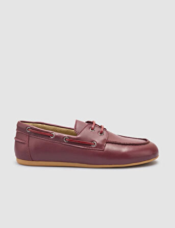 %100 Hakiki Deri Bordo Kadın Loafer