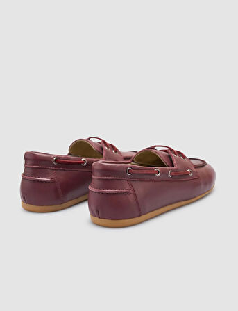 %100 Hakiki Deri Bordo Kadın Loafer