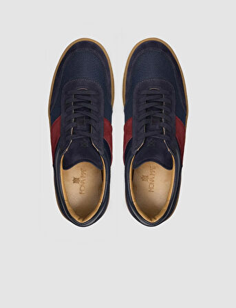 %100 Hakiki Deri Süet Lacivert Kadın Spor Ayakkabı