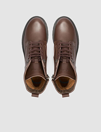 %100 Hakiki Deri Kahverengi Kadın Postal