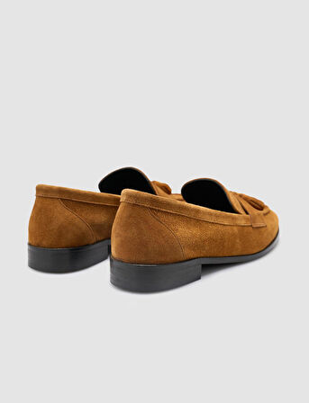 %100 Hakiki Deri Taba Süet Kadın Loafer