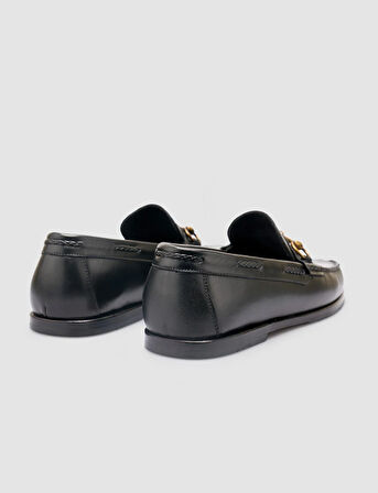 %100 Hakiki Deri Siyah Erkek Loafer