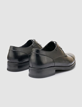 %100 Hakiki Deri Siyah Bağcıklı Erkek Klasik Ayakkabı