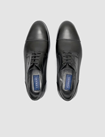 %100 Hakiki Deri Siyah Bağcıklı Erkek Klasik Ayakkabı