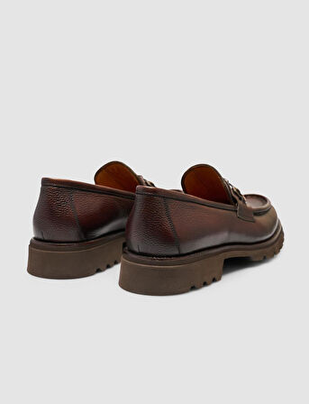 %100 Hakiki Deri Kahverengi Tokalı Erkek Günlük Ayakkabı