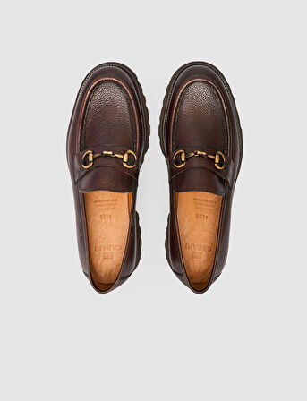 %100 Hakiki Deri Kahverengi Tokalı Erkek Günlük Ayakkabı