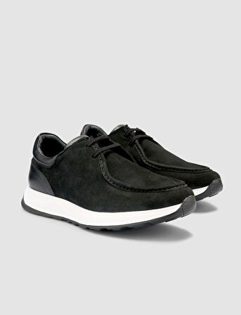 Cabani %100 Hakiki Deri Süet Siyah Erkek Günlük Ayakkabı