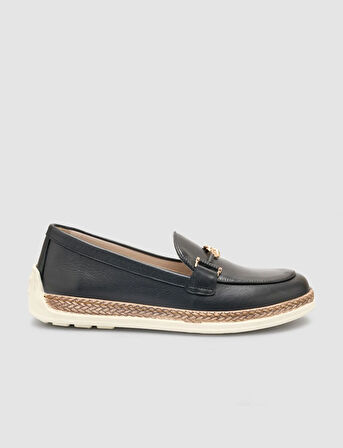 %100 Hakiki Deri Siyah Kadın Loafer