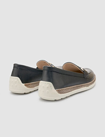 %100 Hakiki Deri Siyah Kadın Loafer