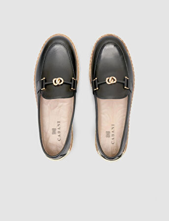 %100 Hakiki Deri Siyah Kadın Loafer