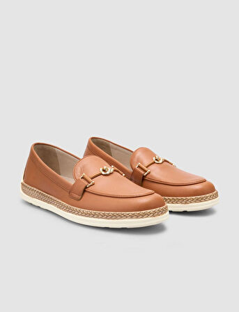 %100 Hakiki Deri Taba Kadın Loafer